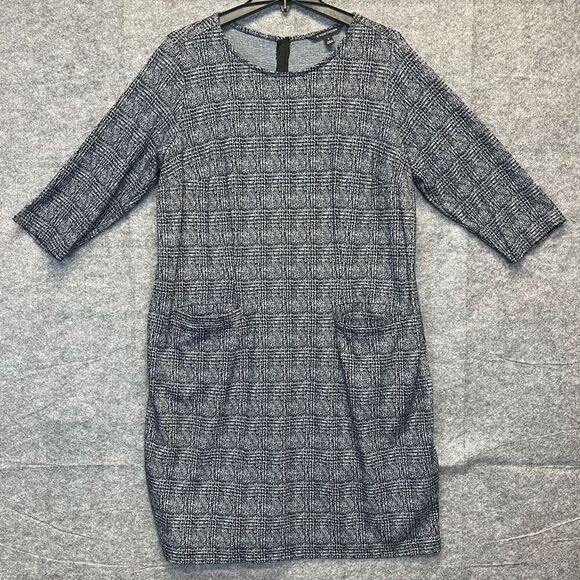 41 Hawthorn Mini Dress 1X Plus Gray Abstract Black Aniya Jacquard Knit Pockets - Picture 2 of 15